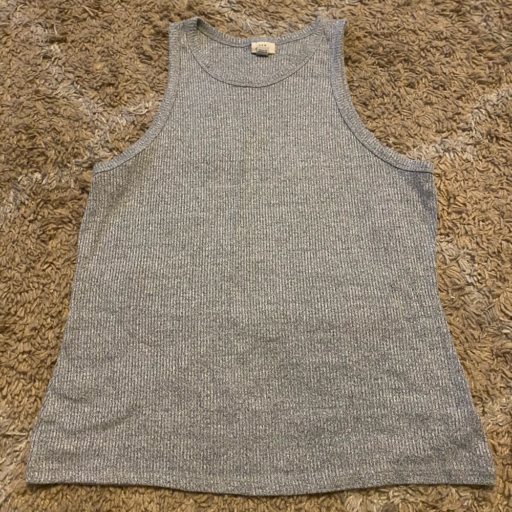 A New Day high neck gray ribbed tank top, size large